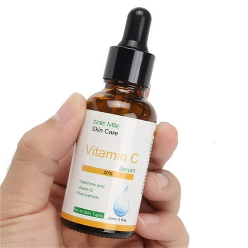 Undiluted Vitamin C product displayed with natural, potent ingredients for skin care