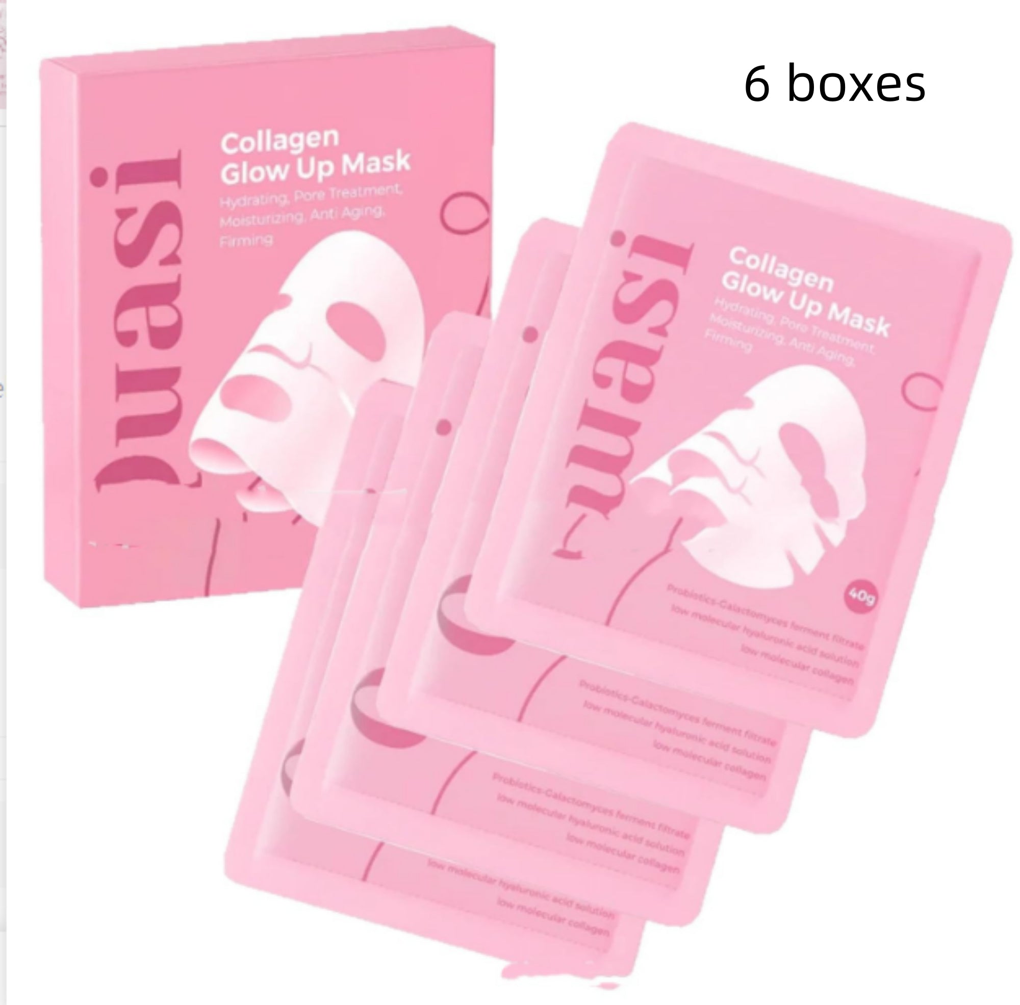 Close-up of collagen face mask texture showing smooth, creamy consistency