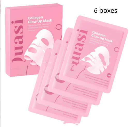 Close-up of collagen face mask texture showing smooth, creamy consistency