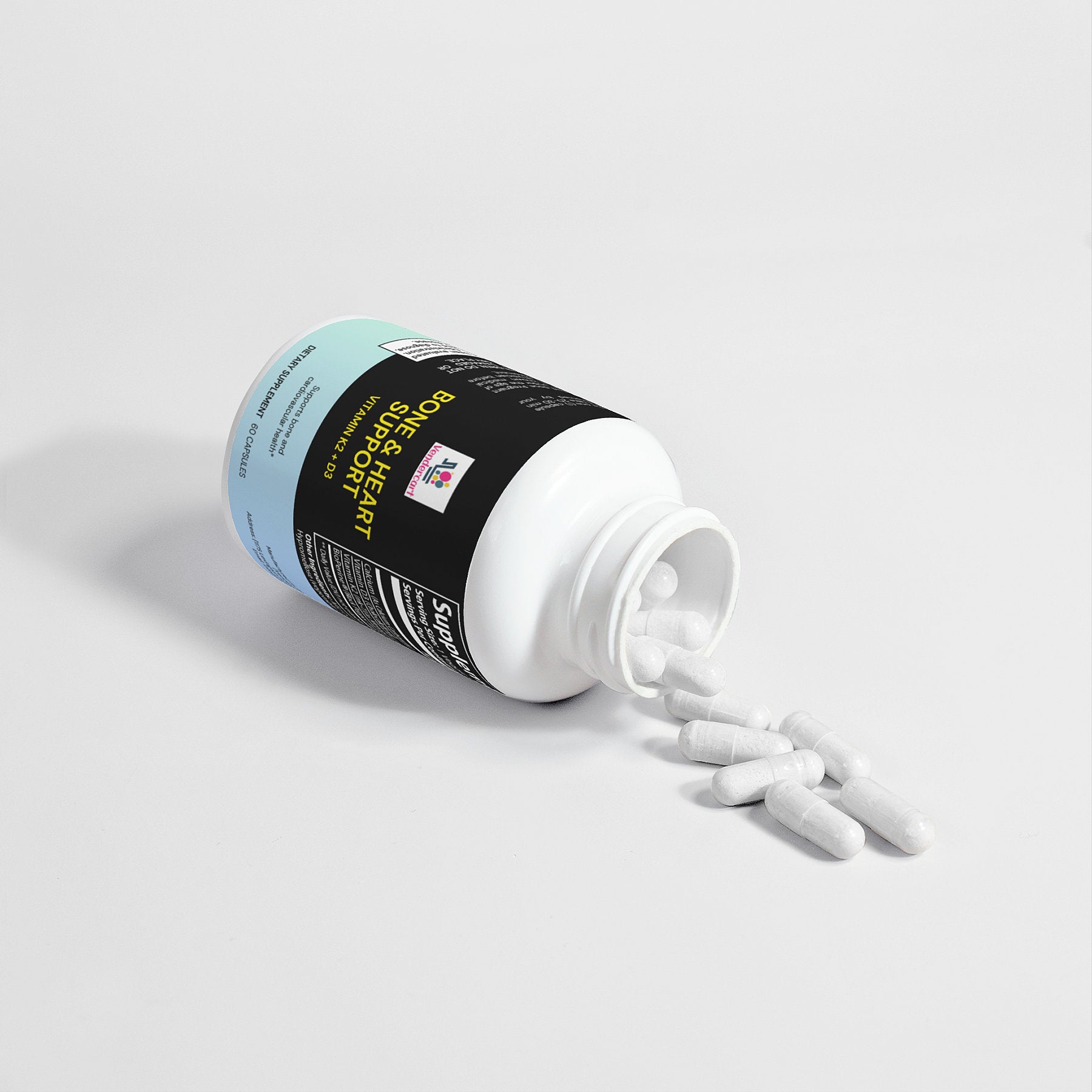 Close-up of Vitamin K2 and D3 capsules showing daily wellness supplement